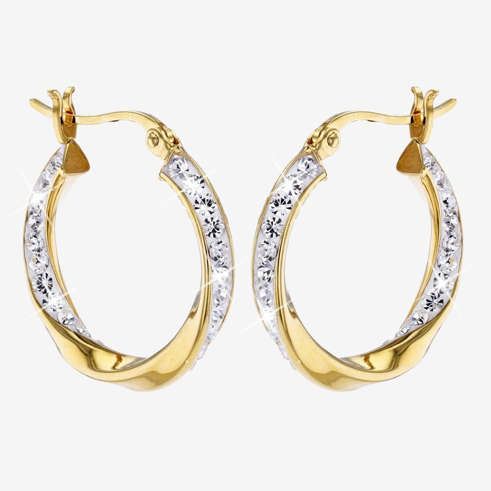 Crystal Twist Hoop Earrings