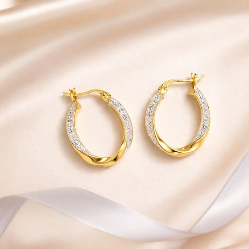 Crystal Twist Hoop Earrings