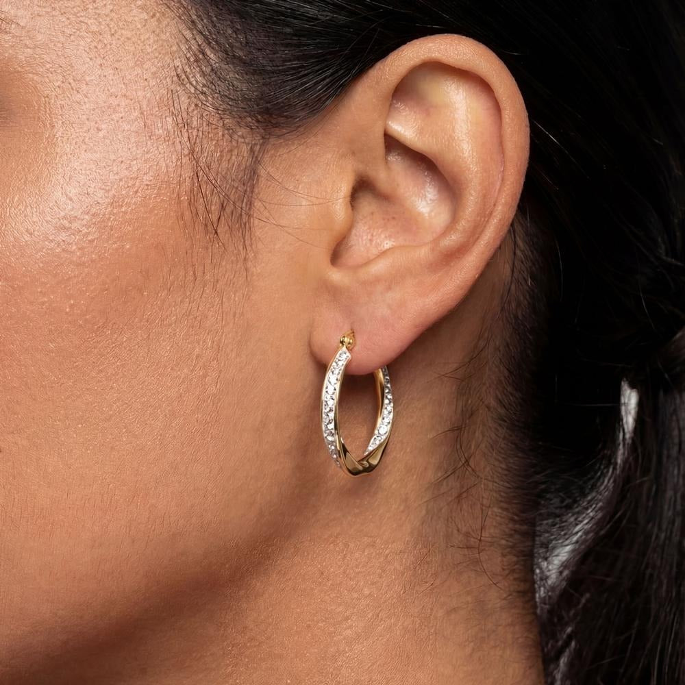 Crystal Twist Hoop Earrings