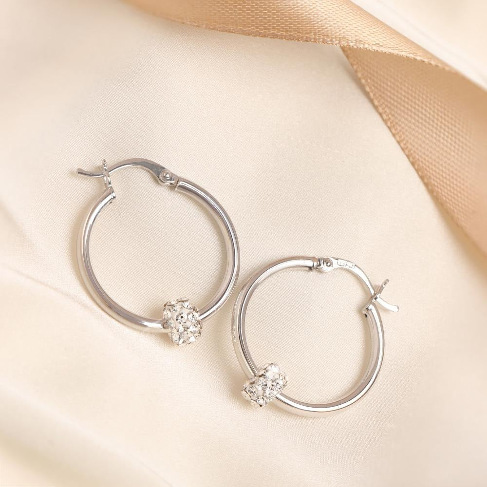 Silver Crystal Bead Earrings