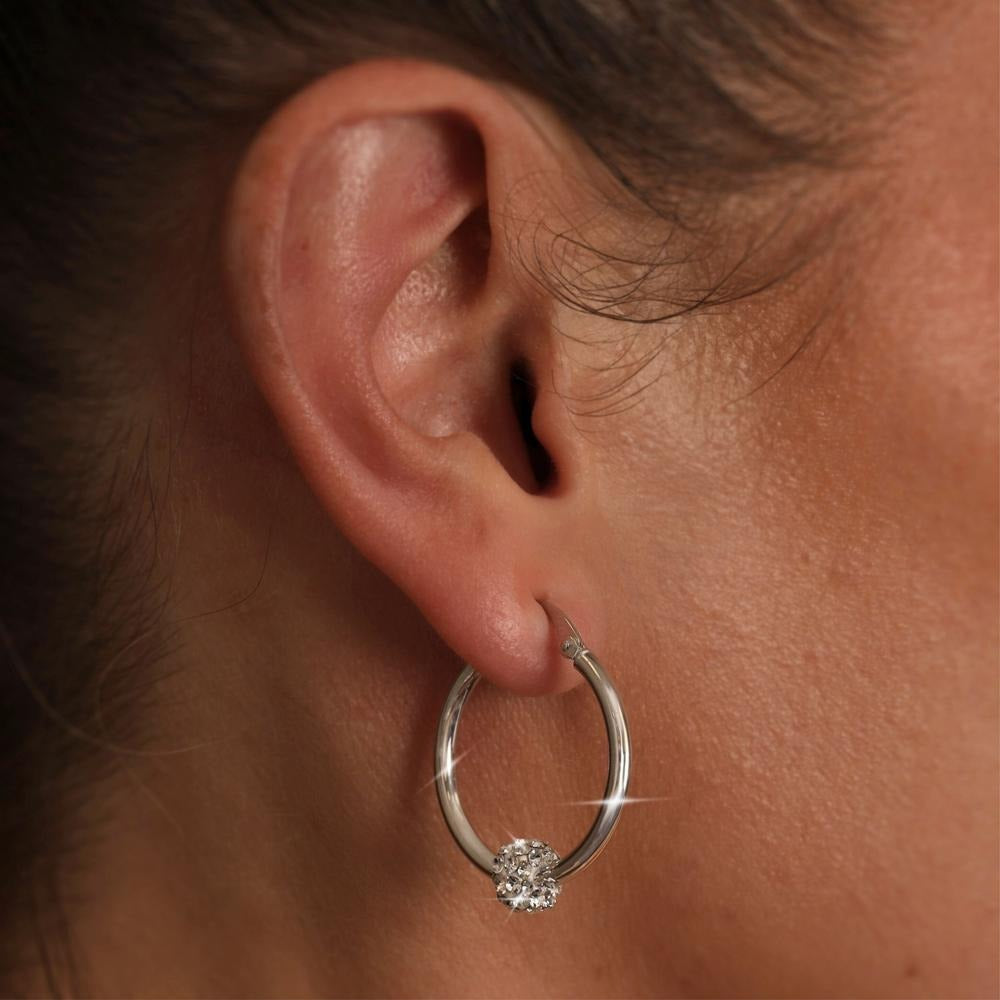 Silver Crystal Bead Earrings