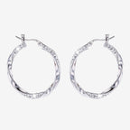 Silver Crystal Twisted Earrings