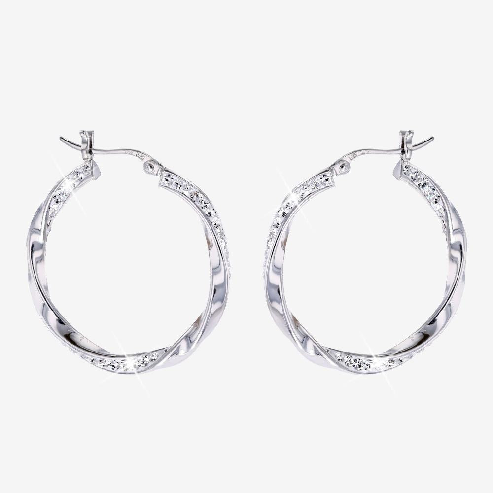 Silver Crystal Twisted Earrings