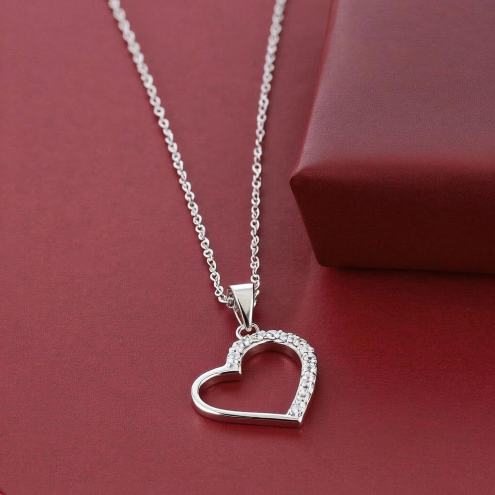 Silver Openwork Heart Necklace